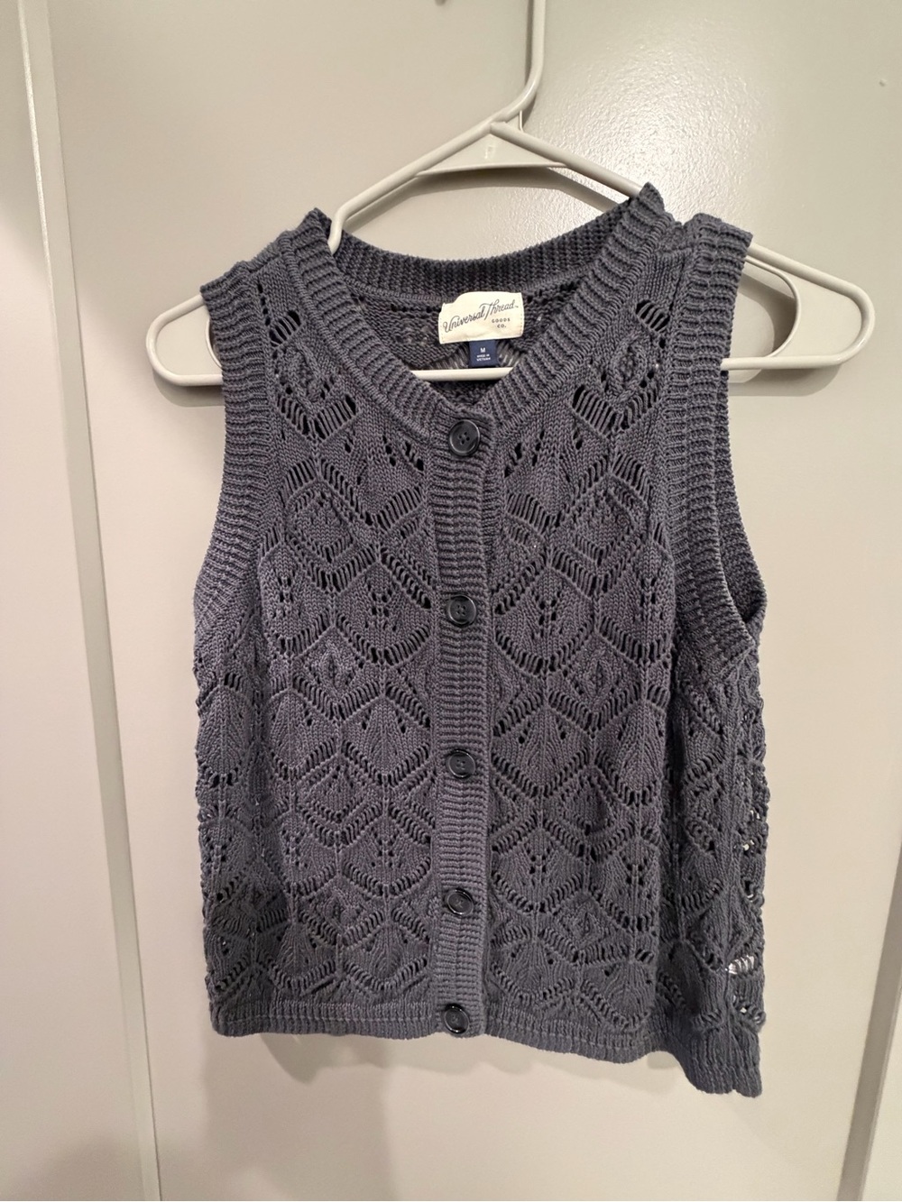 Target Blue Openwork Knit Button-Front Sweater Vest